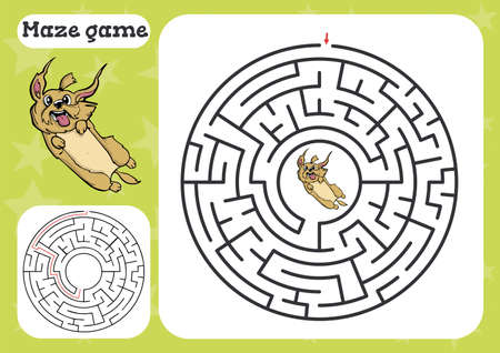 Maze game for children Cute cartoon worksheet . Vector illustrationのイラスト素材
