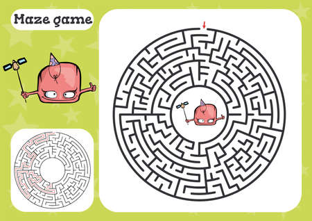 Maze game for children Cute cartoon worksheet . Vector illustrationのイラスト素材