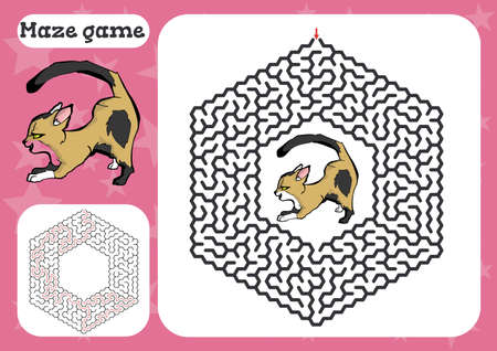 Maze game for children Cute cartoon worksheet . Vector illustrationのイラスト素材