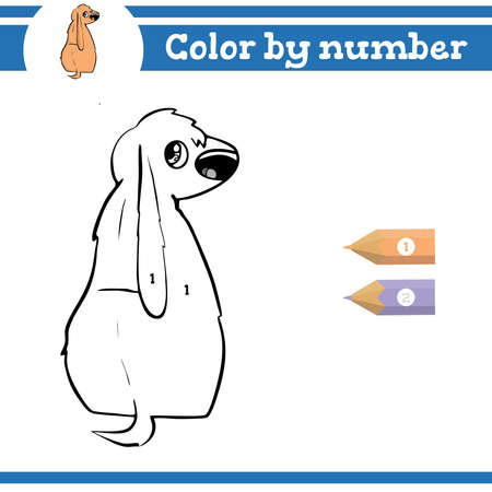 Color by numbers. Coloring page for preschool children. Learn numbers for kindergartens and schools. Educational game. Vector illustrationのイラスト素材