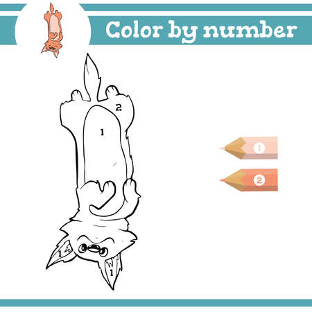 Color by numbers. Coloring page for preschool children. Learn numbers for kindergartens and schools. Educational game. Vector illustrationのイラスト素材