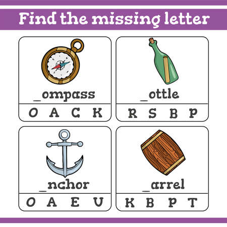 Find the missing letter Game for Preschool Children. Vector illustrationのイラスト素材