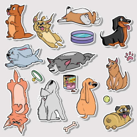 Set of weekly or daily planner and diaries vector flat illustration. Cute sticker template decorated with cartoon image. Signs, symbols, objects for scheduler or organizer. Vector illustrationのイラスト素材