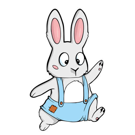 Easter bunny cartoon illustration on white background Vector illustration.のイラスト素材