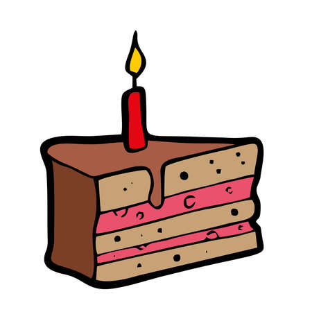Cake cartoon illustration on white background . Vector illustrationのイラスト素材
