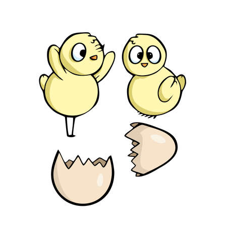 hatched chicks easter isolated Vector illustrationのイラスト素材