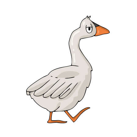 Goose on white background Cute Cartoon Vector illustration.のイラスト素材