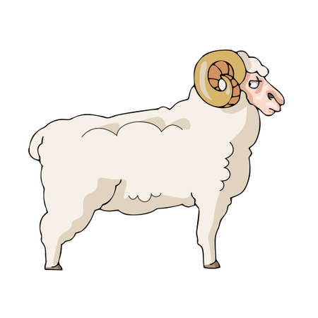 Sheep on white background Cute Cartoon. Vector illustrationのイラスト素材
