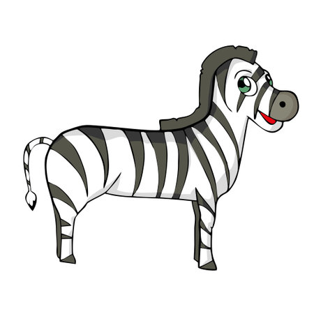 Zebra on white background Cute Cartoon animal . Vector illustrationのイラスト素材