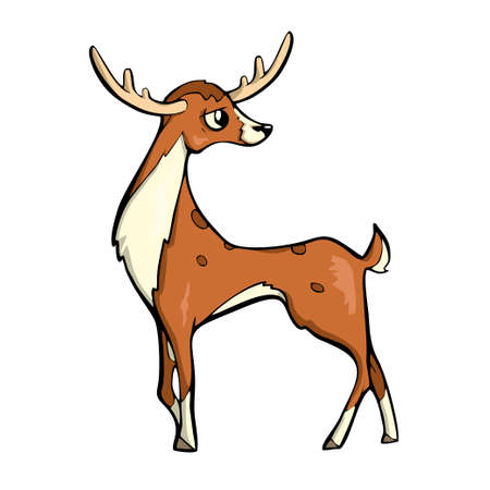 Deer Friendly Cute forest animal Cartoon. Vector illustration.のイラスト素材