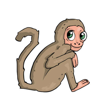 Monkey on white background Cute Cartoon . Vector illustrationのイラスト素材
