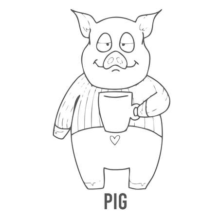 Coloring page for preschool children. Learn numbers for kindergartens and schools. Educational game. Vector illustrationのイラスト素材