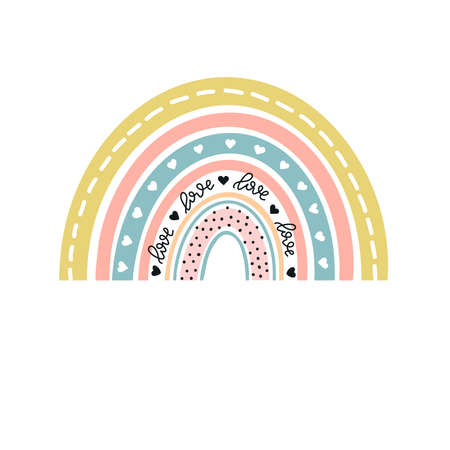 Rainbow in boho style Cute Baby rainbow Vector illustrationのイラスト素材