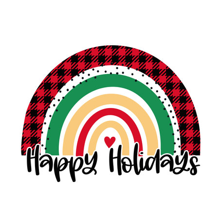 Merry Christmas Rainbows isolated on white background. Vector illustrationのイラスト素材