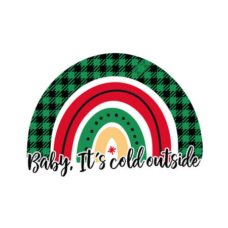 Merry Christmas Rainbows isolated on white background. Vector illustrationのイラスト素材