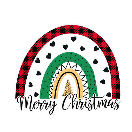 Merry Christmas Rainbows isolated on white background. Vector illustrationのイラスト素材