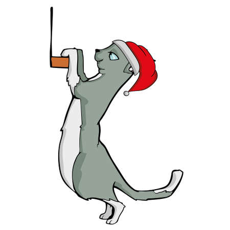 Cat in Santas hat Vector isolated illustration.のイラスト素材