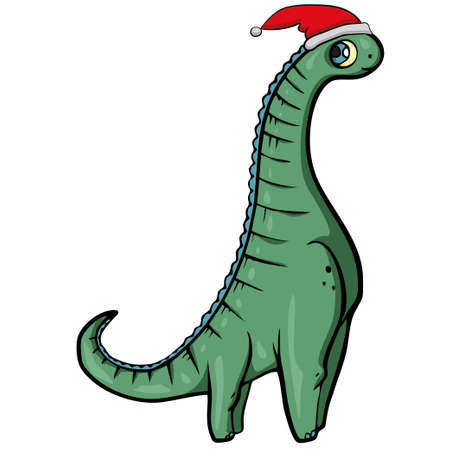 Dinosaur in Santas hat Vector isolated illustration.のイラスト素材
