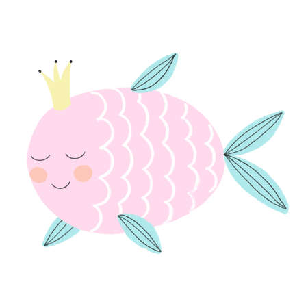 Cute fish on white isolated background. Vector illustrationのイラスト素材