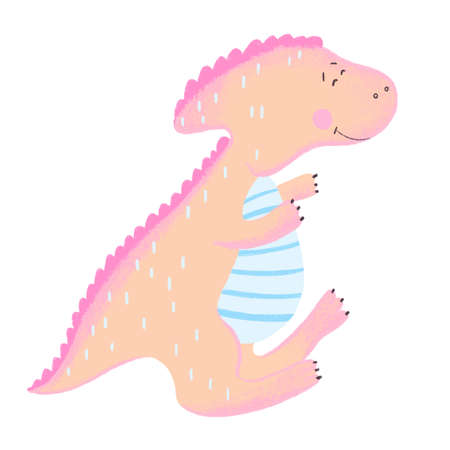 Cute dinosaur on white isolated background. Vector illustrationのイラスト素材