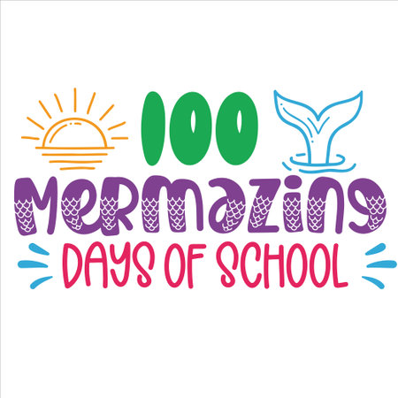 100 Days Of School Funny phrase. Hand drawn inspirational quote about dogs. Lettering for poster, t-shirt, card, invitation, sticker. Vector illustrationのイラスト素材
