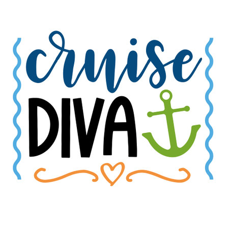 Cruise lettering for greeting card design, romantic illustration. Festive decoration. Invitation template. Vector illustrationのイラスト素材