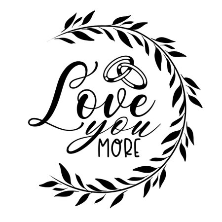 Wedding lettering for greeting card design, signs, romantic illustration. Festive decoration. Invitation template. Vector illustrationのイラスト素材