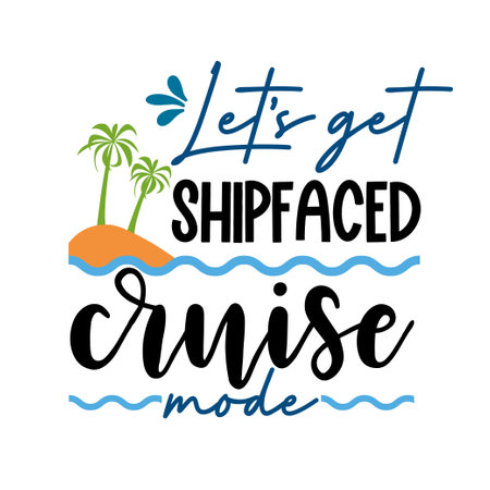 Cruise lettering for greeting card design, romantic illustration. Festive decoration. Invitation template. Vector illustrationのイラスト素材