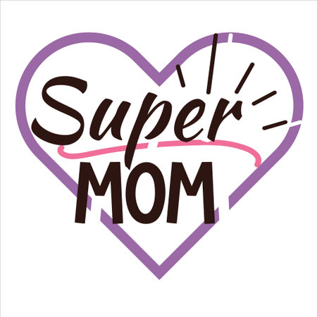 Mothers day lettering for greeting card design, signs, romantic illustration. Festive decoration. Invitation template. Vector illustrationのイラスト素材
