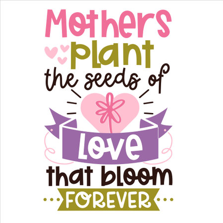 Mothers day lettering for greeting card design, signs, romantic illustration. Festive decoration. Invitation template. Vector illustrationのイラスト素材
