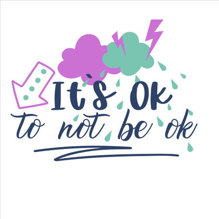 Mental Health hand written lettering Mental health quote. Modern typographic slogan. Vector illustrationのイラスト素材