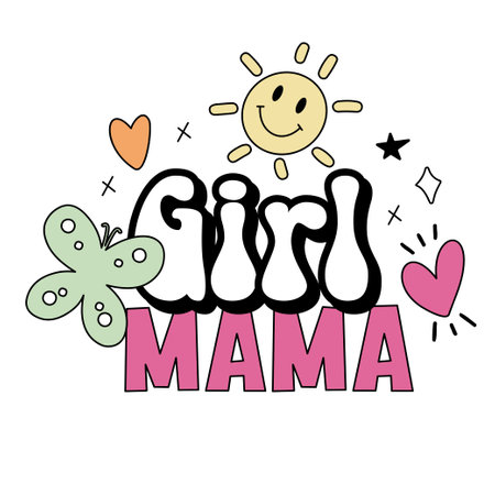 Retro Mothers Day hand written lettering Mental health quote. Modern typographic slogan. Vector illustrationのイラスト素材