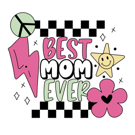 Retro Mothers Day hand written lettering Mental health quote. Modern typographic slogan. Vector illustrationのイラスト素材