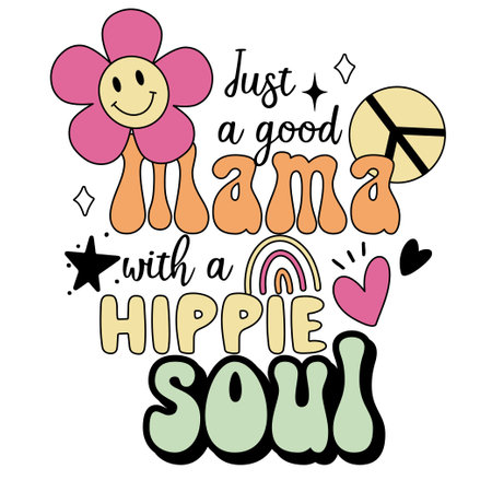 Retro Mothers Day hand written lettering Mental health quote. Modern typographic slogan. Vector illustrationのイラスト素材