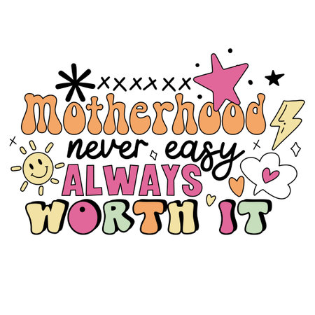 Retro Mothers Day hand written lettering Mental health quote. Modern typographic slogan. Vector illustrationのイラスト素材