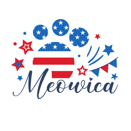 4th of July Patriotic lettering for greeting card design, romantic illustration. Festive decoration. Vector illustrationのイラスト素材