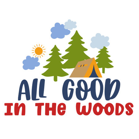 Camping hand written lettering Mental health quote. Modern typographic slogan. Vector illustration.のイラスト素材