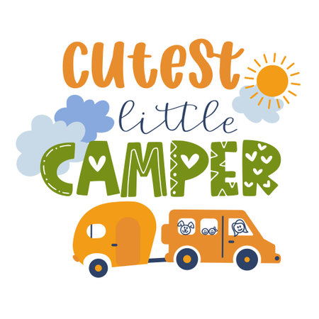 Camping hand written lettering Mental health quote. Modern typographic slogan. Vector illustration.のイラスト素材