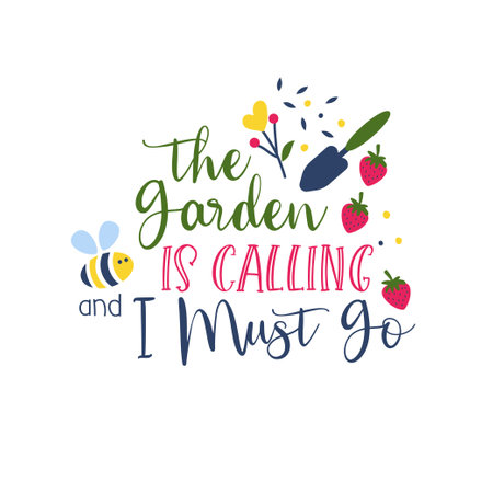 Gardening hand written lettering Mental health quote. Modern typographic slogan. Vector illustrationのイラスト素材