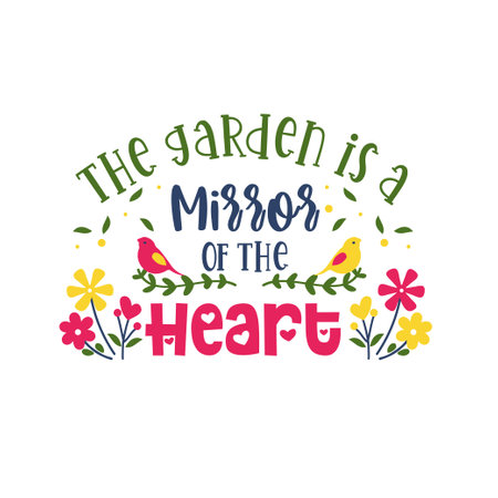 Gardening hand written lettering Mental health quote. Modern typographic slogan. Vector illustrationのイラスト素材
