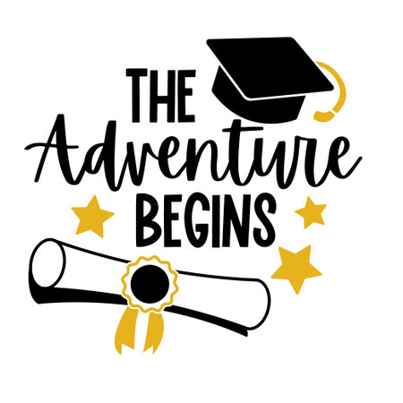 Graduation hand written lettering Graduate quote. Modern typographic slogan. Vector illustrationのイラスト素材