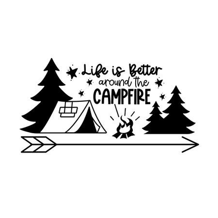 Camping Hand drawn motivation lettering phrase in modern calligraphy style. Inspiration slogan for print and poster design. Vector illustrationのイラスト素材