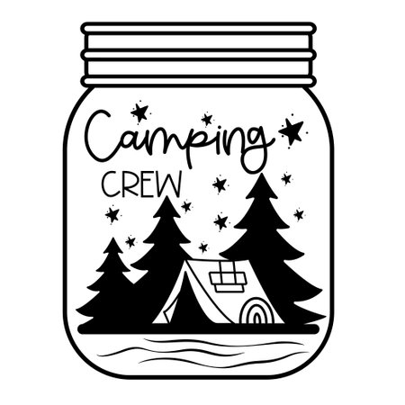 Camping Hand drawn motivation lettering phrase in modern calligraphy style. Inspiration slogan for print and poster design. Vector illustrationのイラスト素材