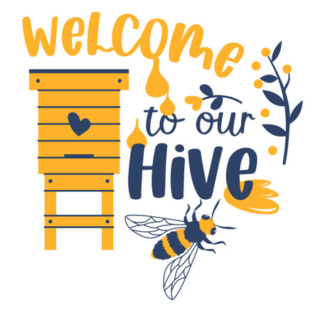 Bee and honey Hand drawn motivation lettering phrase in modern calligraphy style. Inspiration slogan for print and poster design. Vector illustrationのイラスト素材