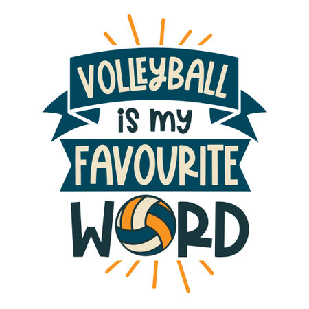 Volleyball lettering for greeting card design, signs, sport illustration. Festive decoration, t shirt design. Vector illustrationのイラスト素材