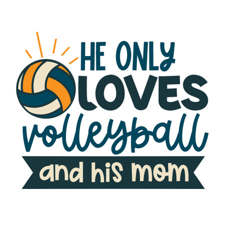 Volleyball lettering for greeting card design, signs, sport illustration. Festive decoration, t shirt design. Vector illustrationのイラスト素材