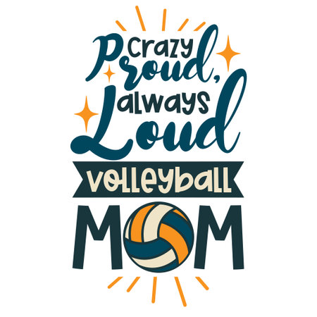 Volleyball lettering for greeting card design, signs, sport illustration. Festive decoration, t shirt design. Vector illustrationのイラスト素材