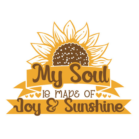 Sunflower. Hand drawn motivation lettering phrase in modern calligraphy style. Inspiration slogan for print and poster design. Vector illustration.のイラスト素材