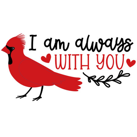 In Loving Memory lettering. illustration vector poster, background, postcard, banner, window. Cardinal. Vector illustrationのイラスト素材