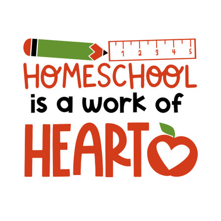 Homeschool svg bundle lettering. illustration vector poster, background, postcard, banner, window. Vector illustrationのイラスト素材